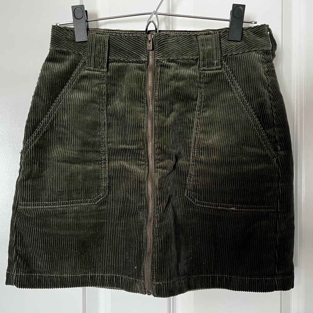 Hollister Olive green corduroy mini skirt